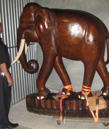 Jumbo Wood Elephant Hand Carved on Platform