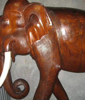 Jumbo Wood Elephant Hand Carved on Platform