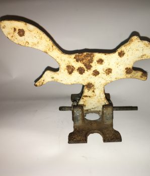 Antique Cast Iron Squirrel Shooting Gallery Target w/Swivel Iron Base